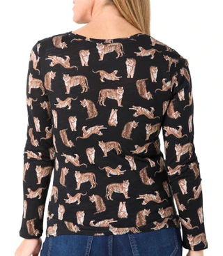 Thumbnail 3: Blue Sol Blue Sol Womens Wild Tiger Luxey Long Sleeve Crew Neck Top 