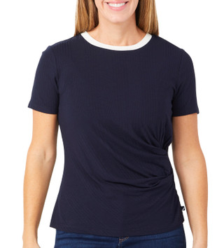 Thumbnail 1: Nautica Nautica Womens Sollid Front Twist Short Sleeve Top 