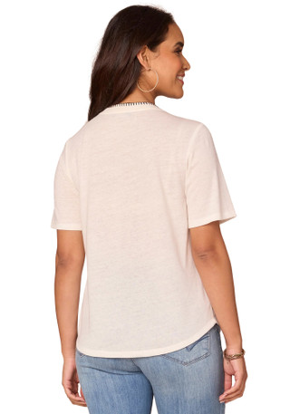 Thumbnail 2: Democracy Democracy Womens Short Sleeve Contrast Blanket Stitch Top 