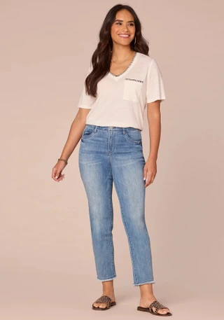 Thumbnail 4: Democracy Democracy Womens Short Sleeve Contrast Blanket Stitch Top 