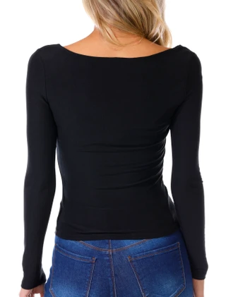 Thumbnail 3: 7TH & HUDSON 7th & Hudson Juniors Long Sleeve Sweetheart Neck Top 