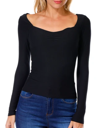 Thumbnail 4: 7TH & HUDSON 7th & Hudson Juniors Long Sleeve Sweetheart Neck Top 