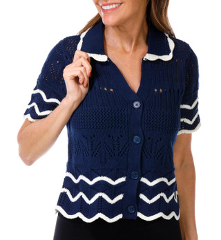 Thumbnail 1: Nanette Lepore Nanette Lepore Womens Short Sleeve Buttoned Down Sweater 