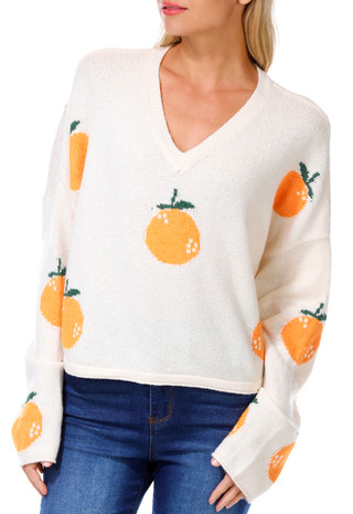 Thumbnail 4: MOON & MADISON Moon & Madison Juniors V Neck Orange Pullover 