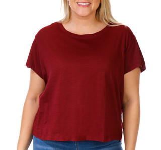 Thumbnail 1: Blue Sol Blue Sol Plus Luxey Solid Short Sleeve Crew Neck Crop Top 