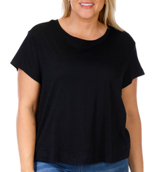 Thumbnail 1: Blue Sol Blue Sol Plus Luxey Solid Short Sleeve Crew Neck Crop Top 