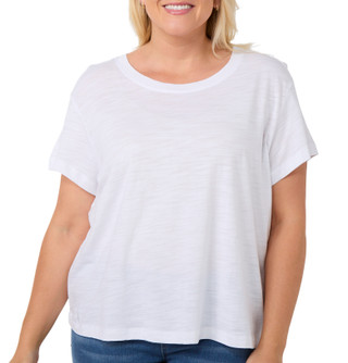 Thumbnail 1: Blue Sol Blue Sol Plus Luxey Solid Short Sleeve Crew Neck Crop Top 