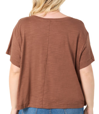 Thumbnail 2: Blue Sol Blue Sol Plus Luxey Solid Short Sleeve Crew Neck Crop Top 