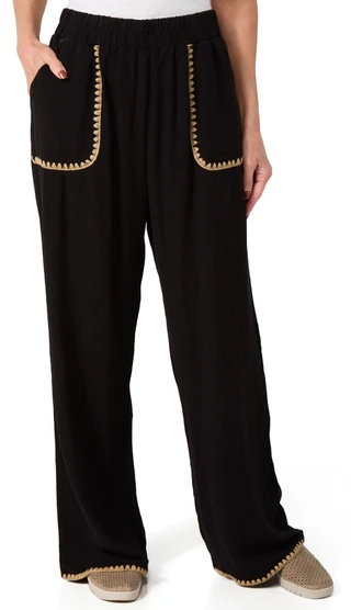 Thumbnail 1: VINTAGE HAVANA Vintage Havana Womens Embroidered Pants 