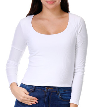 Thumbnail 1: Derek Heart Derek Heart Juniors Ribbed Scoop Long Sleeve Top 