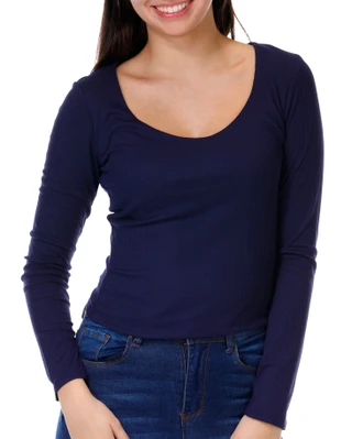 Thumbnail 1: Derek Heart Derek Heart Juniors Ribbed Scoop Long Sleeve Top 