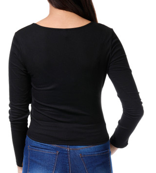 Thumbnail 2: Derek Heart Derek Heart Juniors Ribbed Scoop Long Sleeve Top 