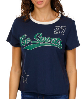 Thumbnail 1: Madden Girl Madden Girl Juniors Short Sleeve Ringer Go Sports Tee 