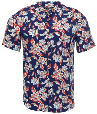 Thumbnail 1: Perry Ellis Perry Ellis Mens Short Sleeve Floral Button Down Shirt 