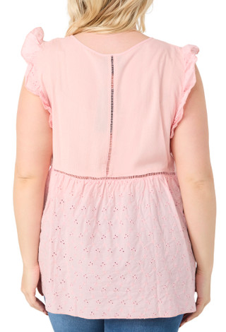Thumbnail 3: LIV LOS ANGELES Liv Los Angeles Plus Flutter Sleeve Eyelet Top 
