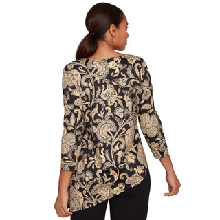 Thumbnail 2: Ruby Road Ruby Road Womens 3Q Sleeve Popover Gold Foil Top 