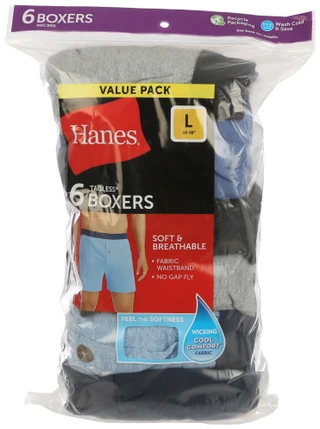 Thumbnail 6: Hanes Hanes Mens 6-Pk. Solid Tagless Comfort Flex Boxers 