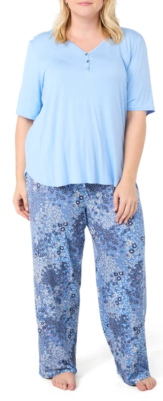 Thumbnail 1: Ellen Tracy Ellen Tracy Plus 2 Pc Short Sleeve Floral Sleepwear Set 