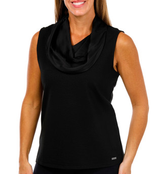 Thumbnail 1: BADGLEY MISCHKA Badgley Mischka Womens Sleeveless Ponte Satin Cowl Neck Top 
