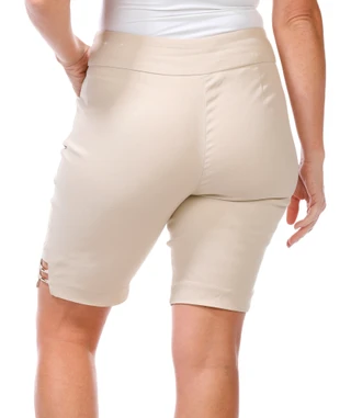Thumbnail 3: Coral Bay Coral Bay Petite Solid Gold Bar Bermuda Shorts 