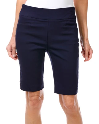 Thumbnail 1: Coral Bay Coral Bay Petite Solid Gold Bar Bermuda Shorts 