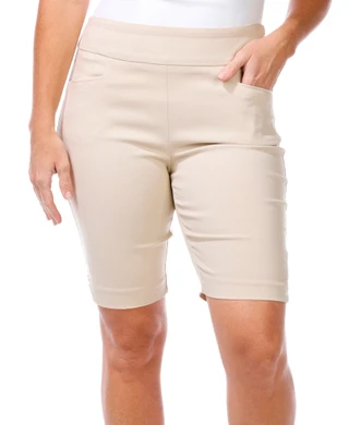 Thumbnail 1: Coral Bay Coral Bay Petite Solid Gold Bar Bermuda Shorts 