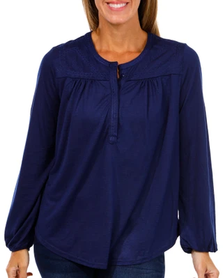 Thumbnail 1: LIV LOS ANGELES Liv Los Angeles Womens Long Sleeve Embroidered Shoulder Top 