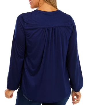 Thumbnail 2: LIV LOS ANGELES Liv Los Angeles Womens Long Sleeve Embroidered Shoulder Top 