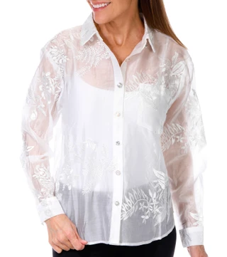 Thumbnail 1: LIV LOS ANGELES Liv Los Angeles Womens Long Sleeve Sheer Button Down Top 
