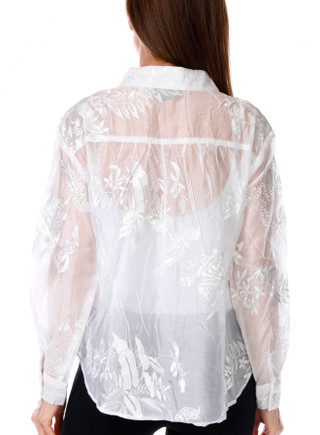 Thumbnail 4: LIV LOS ANGELES Liv Los Angeles Womens Long Sleeve Sheer Button Down Top 