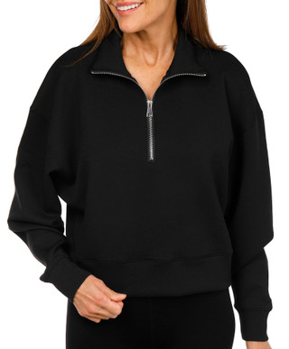 Thumbnail 1: Express Womens Long Sleeve 1/4 Zipper Scuba Sweater 