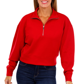Thumbnail 1: Express Womens Long Sleeve 1/4 Zipper Scuba Sweater 