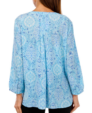 Thumbnail 2: NYDJ NYDJ Womens Pintuck 3/4 Sleeve Pintuck Floral Blouse 