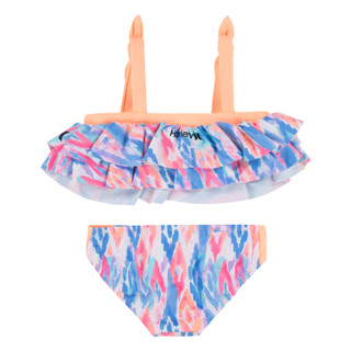 Thumbnail 2: Hurley Hurley Little Girls' Tiered Tankini 2-Piece Swimsuit Set 