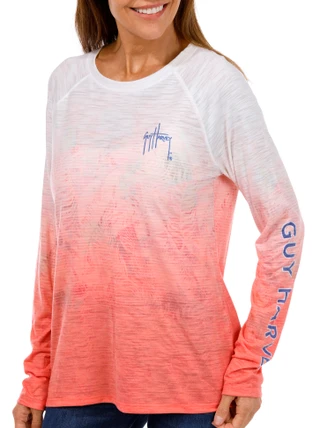 Thumbnail 1: Guy Harvey Guy Harvey Womens Long Sleeve Crew Neck Coral Fade Top 