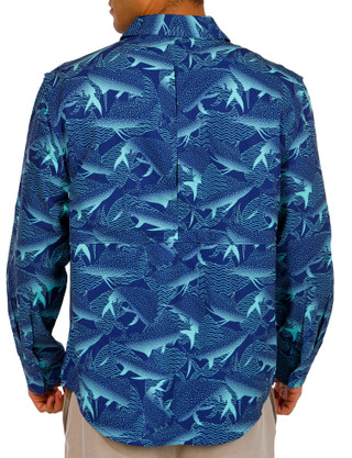 Thumbnail 2: REEL LEGENDS Reel Legends Mens Long Sleeve Cooling Woven Print Shirt 