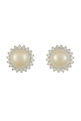 Thumbnail 1: LUCORAL Lucoral Freshwater Pearl & CZ Sterling Silver Stud Earrings 