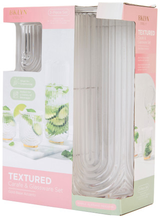 Thumbnail 2: CORE HOME Core Home 3 Pc Textured Carafe & Glassware Set 