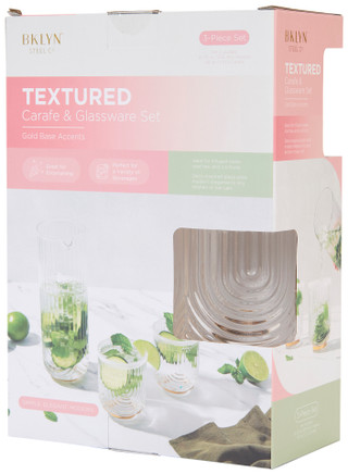 Thumbnail 3: CORE HOME Core Home 3 Pc Textured Carafe & Glassware Set 