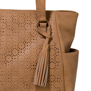 Thumbnail 3: Bueno Bueno Large Textured Perforated Tassle Tote Bag 