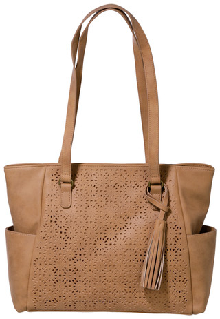 Thumbnail 1: Bueno Bueno Large Textured Perforated Tassle Tote Bag 