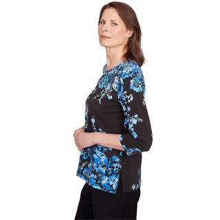 Thumbnail 2: Alfred Dunner Alfred Dunner Petite 3Q Sleeve Asymmetric Floral Top 