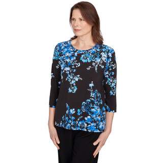 Thumbnail 3: Alfred Dunner Alfred Dunner Petite 3Q Sleeve Asymmetric Floral Top 