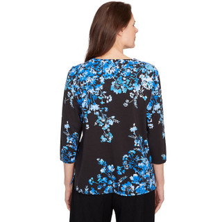 Thumbnail 4: Alfred Dunner Alfred Dunner Petite 3Q Sleeve Asymmetric Floral Top 