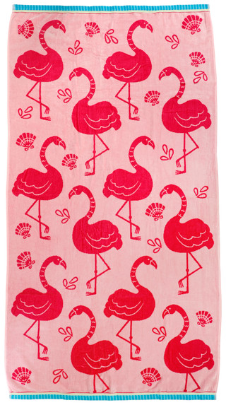 Thumbnail 1: Caro Home Caro Home 36x68 Flamingo Splash Fiesta Reverse Towel 