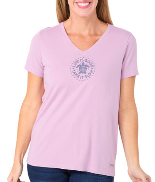 Thumbnail 1: Life is Good Life Is Good Womens Short Sleeve Take it Slow Turtle Top 