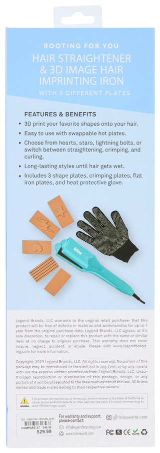 Thumbnail 3: Bliss Bliss Rechargeable Hair Straightener with Crimper Attachment 
