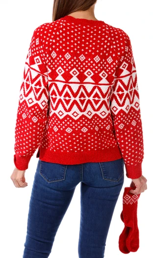 Thumbnail 2: ADRIENNE VITTADINI Women's 2 Pc Christmas Print Sweater & Socks Set 