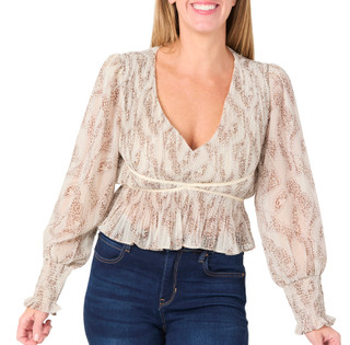 Thumbnail 1: EN SAISON En Saison Womens Long Sleeve Pleated V-Neck Top 
