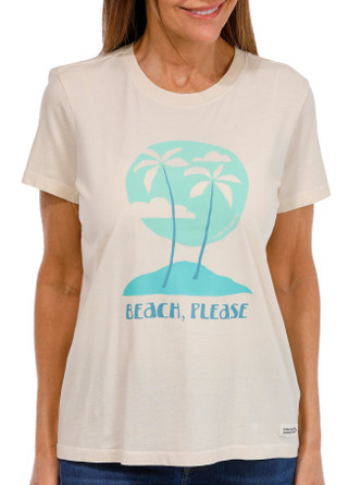 Thumbnail 1: Life is Good Life Is Good Womens Beach Please Palms Crew Neck T-Shirt 